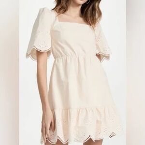 English Factory Cream Eyelet Mini Dress
